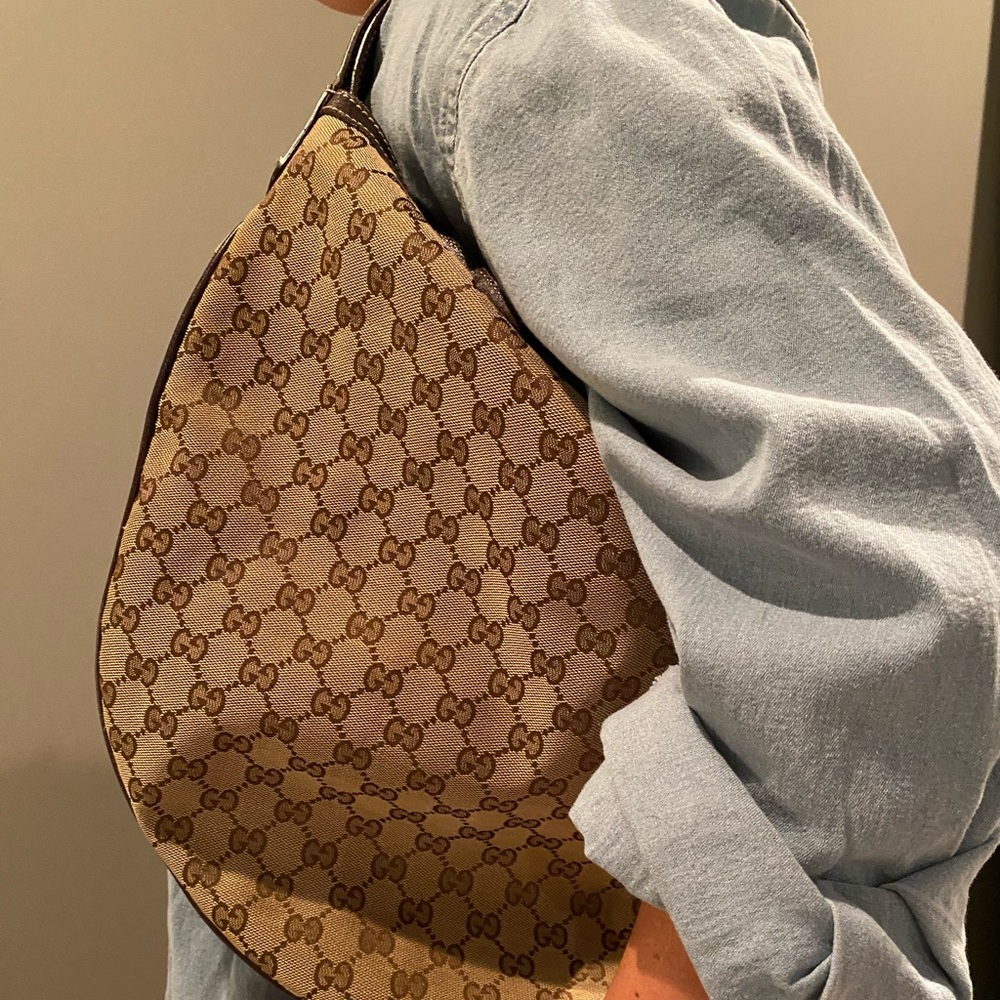Gucci Horsebit Canvas Hobo Bag
